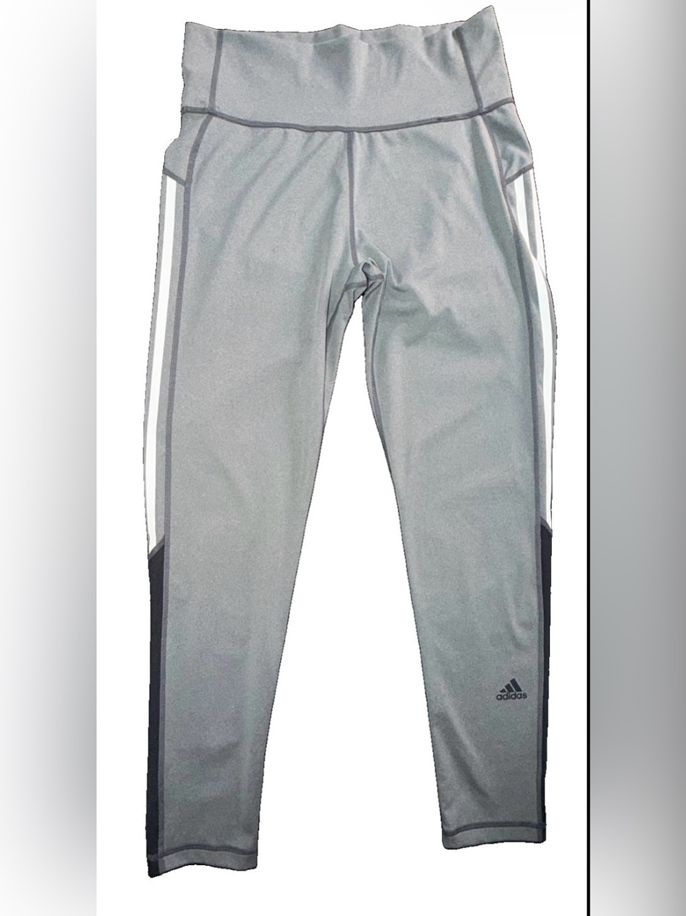 Adidas Womens Size L Gray Black Athletic Leggings Activewear Pants Gym Workout